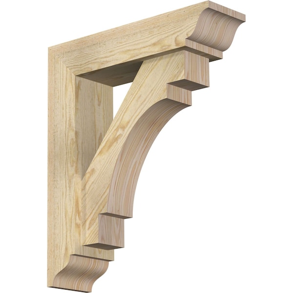 Ekena Millwork Merced Traditional Rough Sawn Bracket w/ Offset Brace, Douglas Fir, 6"W x 22"D x 26"H BKT0604X22X26MRC01RDF - main